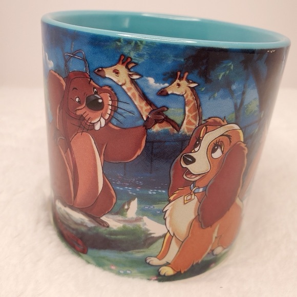 Disney Lady and the Tramp blue coffee mug zoo with tiny chip (see photo)… - Picture 2 of 6